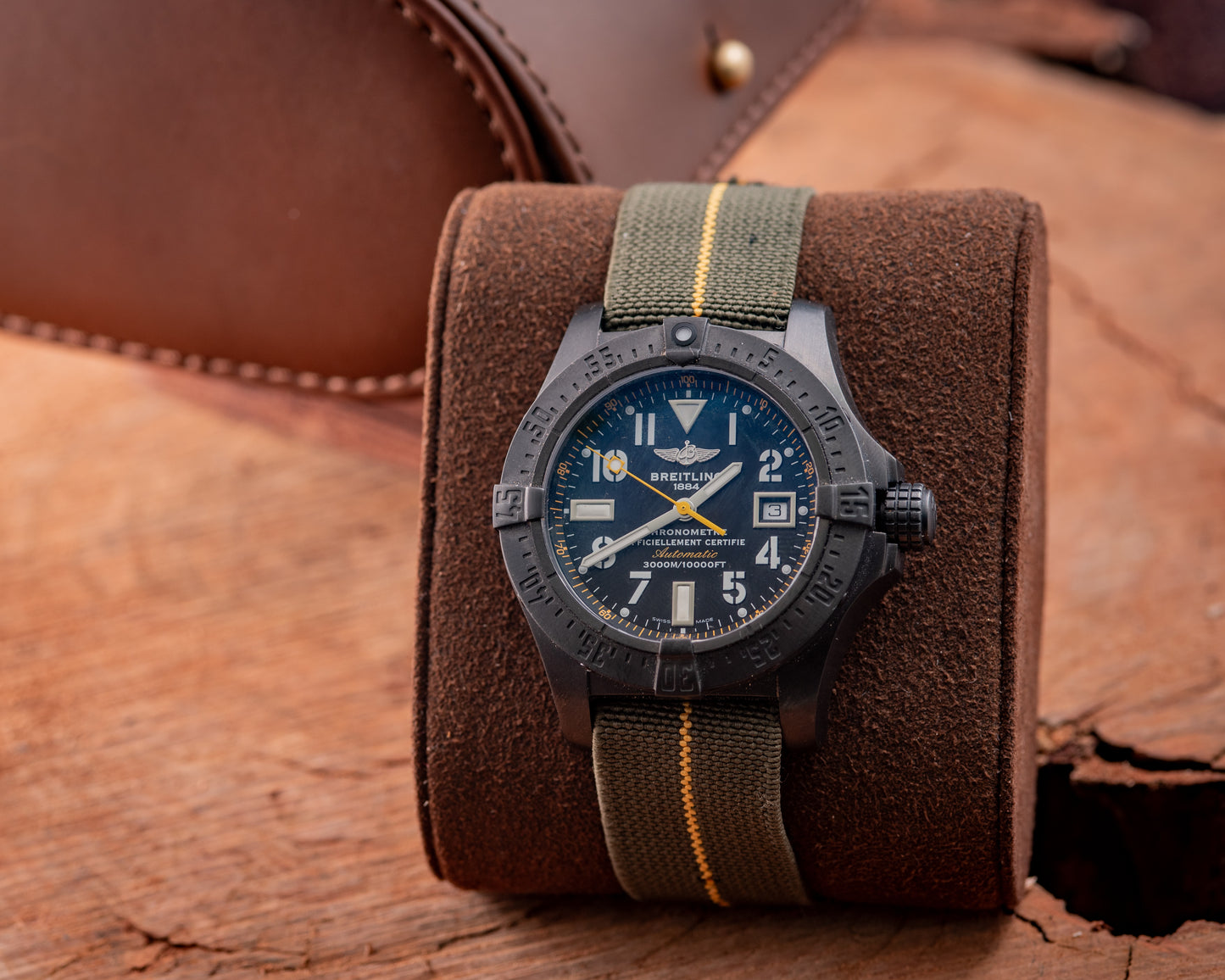 Breitling Seawolf Avenger Code Yellow 45mm Black Steel 1/1000 Reference Number A17330 Inner Box And Papers Additional Strap