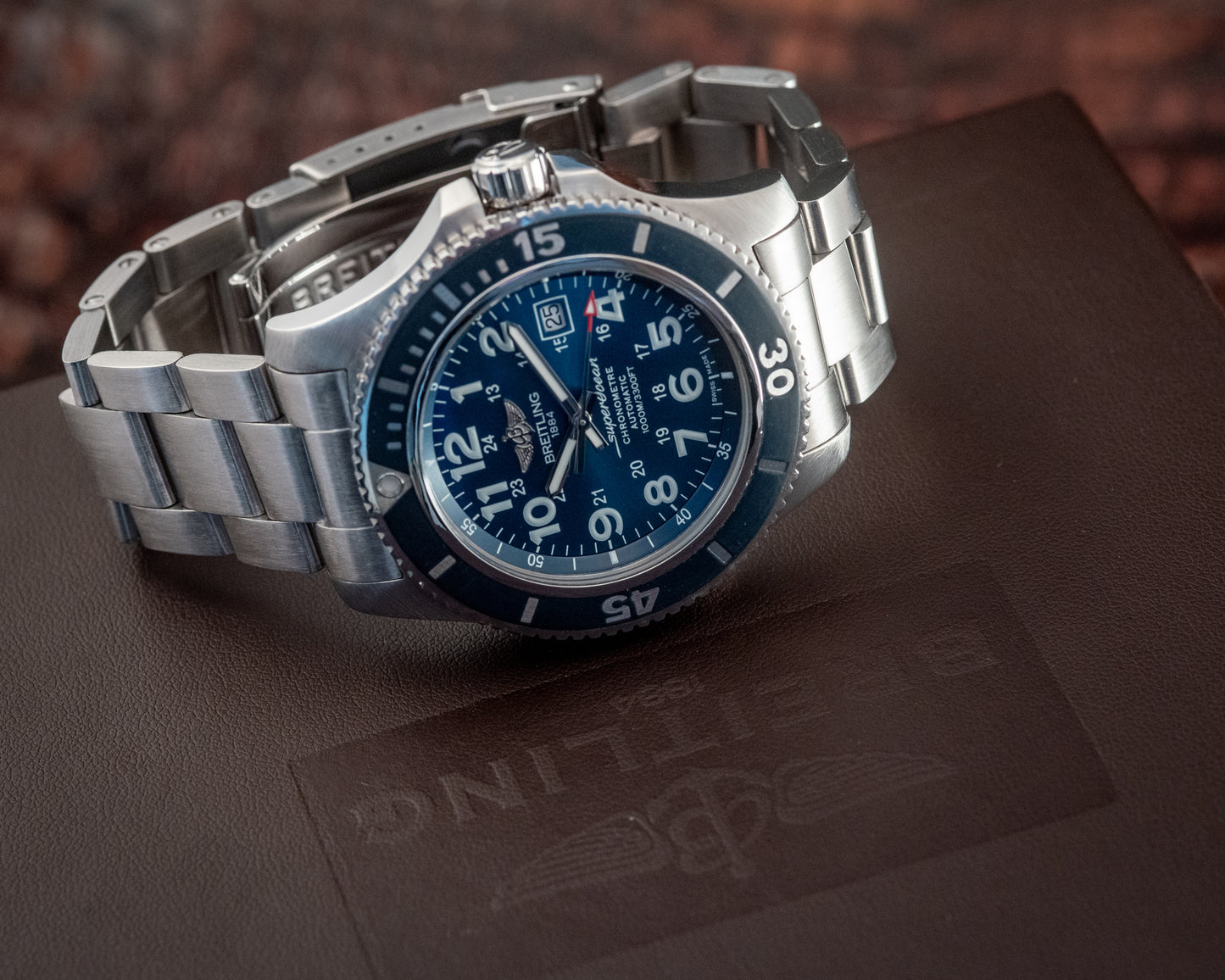 Breitling Superocean II 44MM Blue Dial 2019 Stainless Bracelet Ref A17392D8 / C910