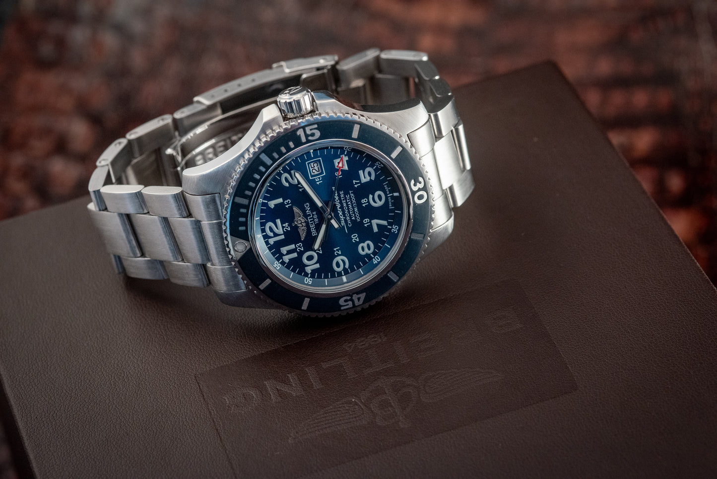 Breitling Superocean II 44MM Blue Dial 2019 Stainless Bracelet Ref A17392D8 / C910