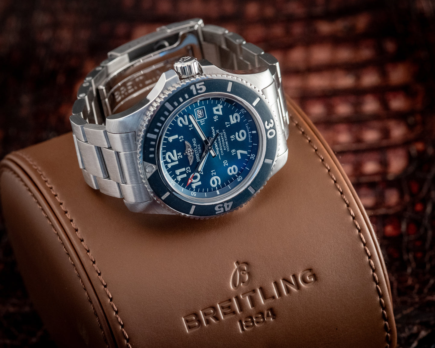 Breitling Superocean II 44MM Blue Dial 2019 Stainless Bracelet Ref A17392D8 / C910