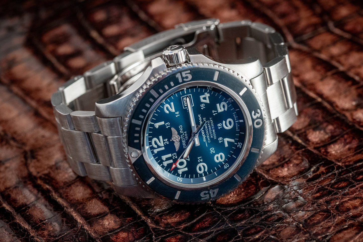 Breitling Superocean II 44MM Blue Dial 2019 Stainless Bracelet Ref A17392D8 / C910