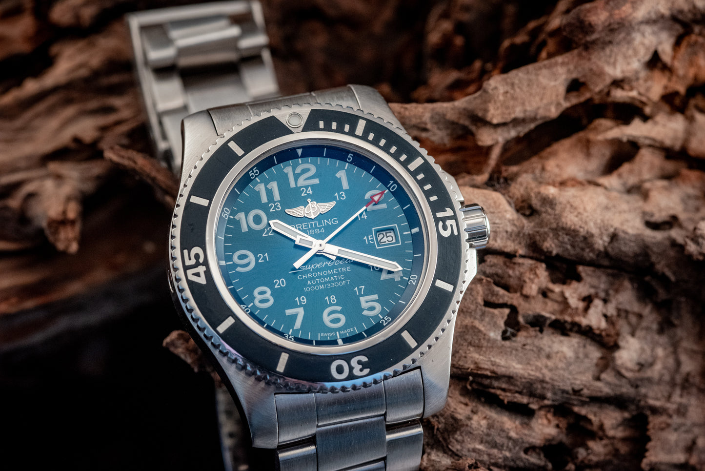 Breitling Superocean II 44MM Blue Dial 2019 Stainless Bracelet Ref A17392D8 / C910