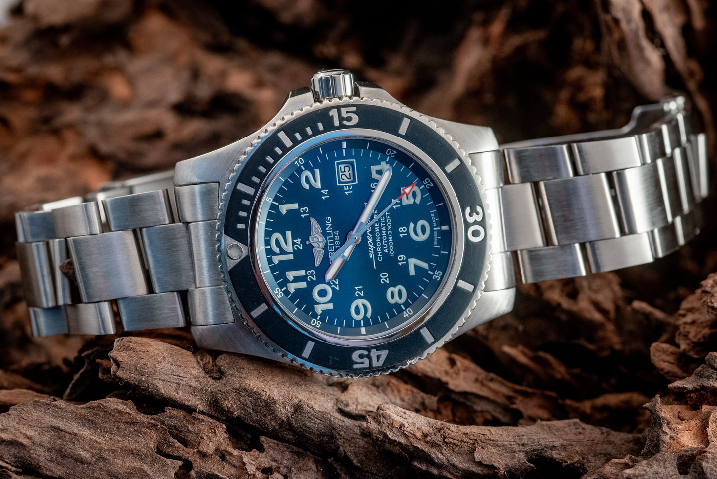 Breitling Superocean II 44MM Blue Dial 2019 Stainless Bracelet Ref A17392D8 / C910