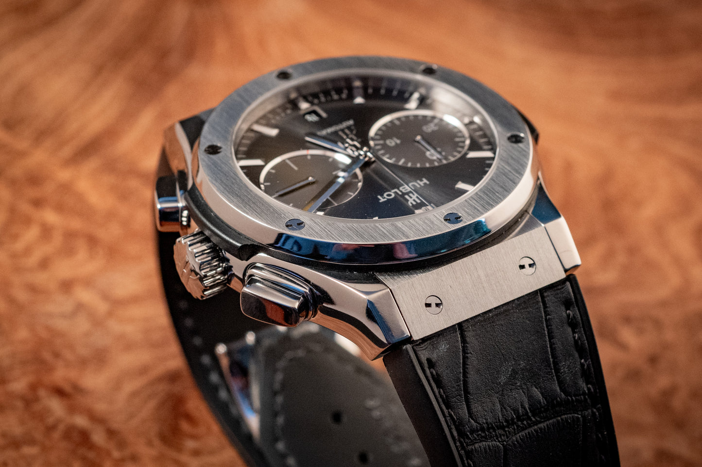 Hublot Classic Fusion Chronograph 45MM Titanium Racing Grey 2024 E Warranty Papers Reference 521.NX.7071.LR