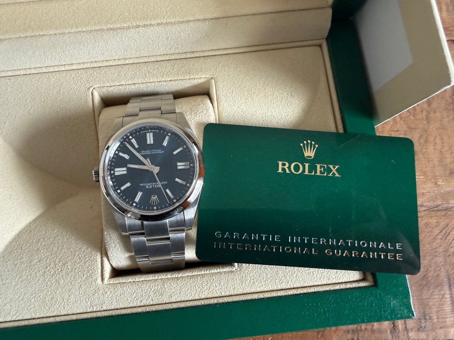 Rolex Oyster Perpetual 41 Blue Dial Steel Mens Automatic Watch 2023 Ref 124300 Box And Papers Purchase Receipt