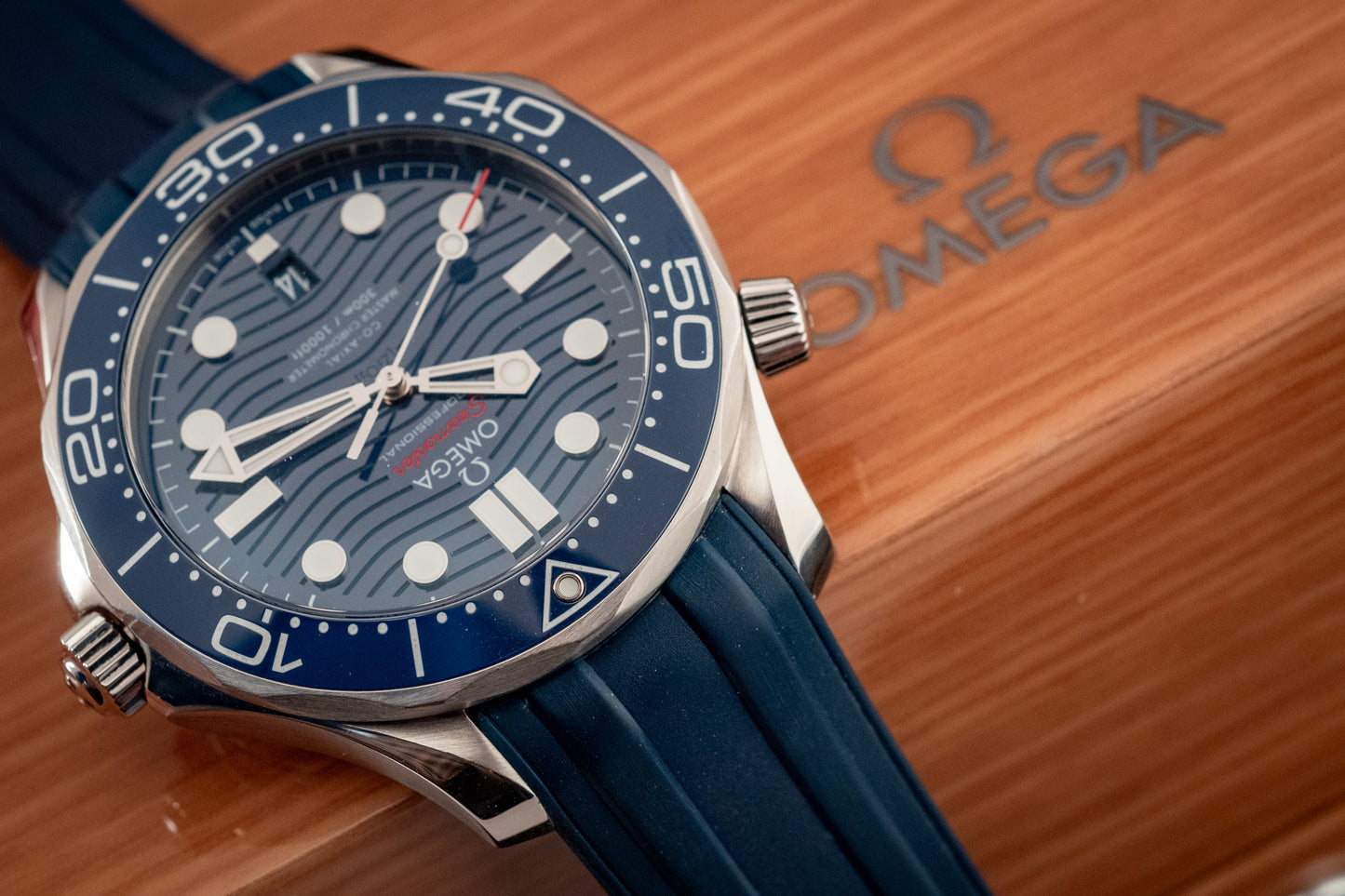 Omega Seamaster Diver 300m Blue Waves 2021 Box And Papers Ref 210.32.42.20.03.001