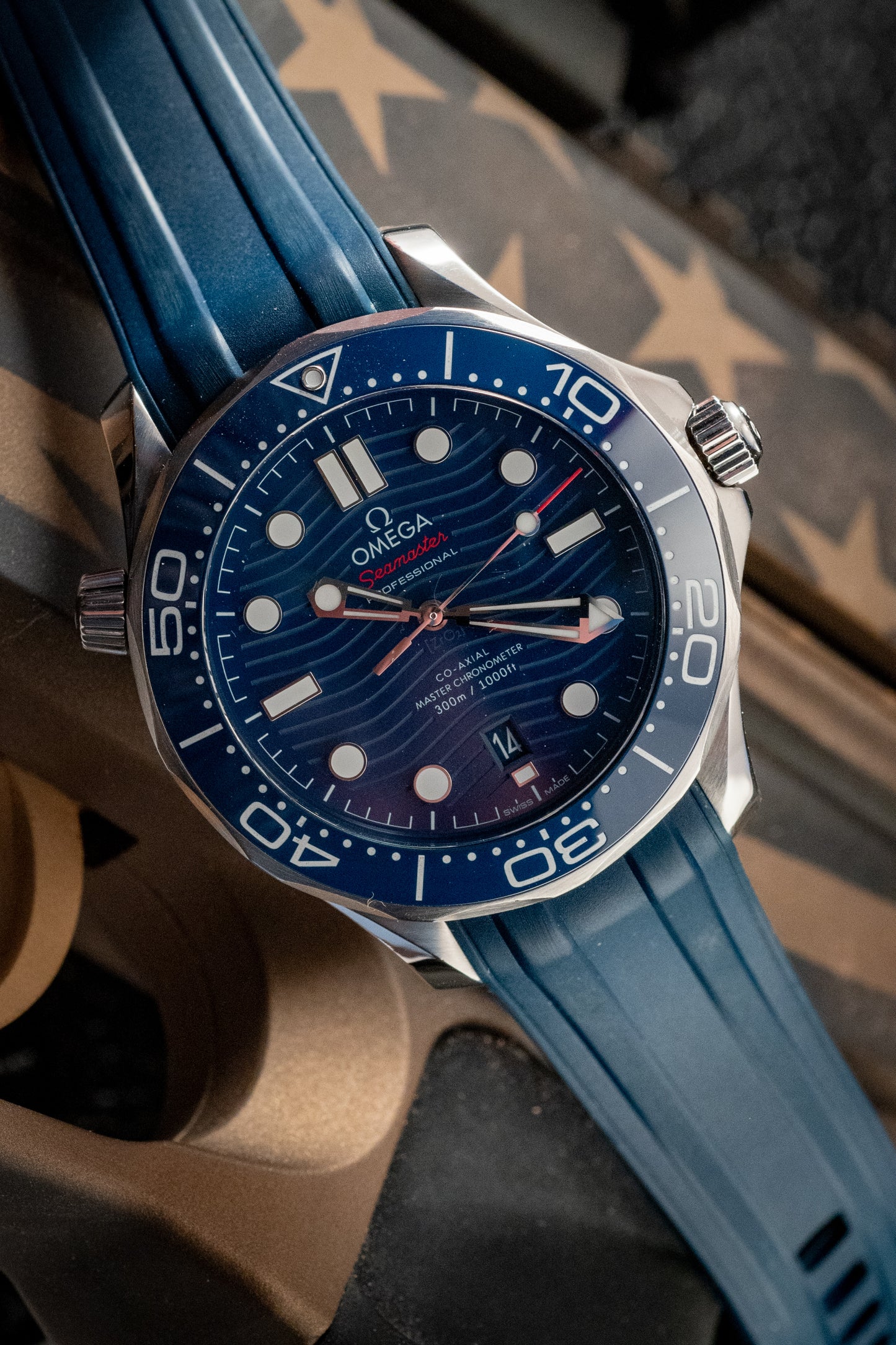Omega Seamaster Diver 300m Blue Waves 2021 Box And Papers Ref 210.32.42.20.03.001