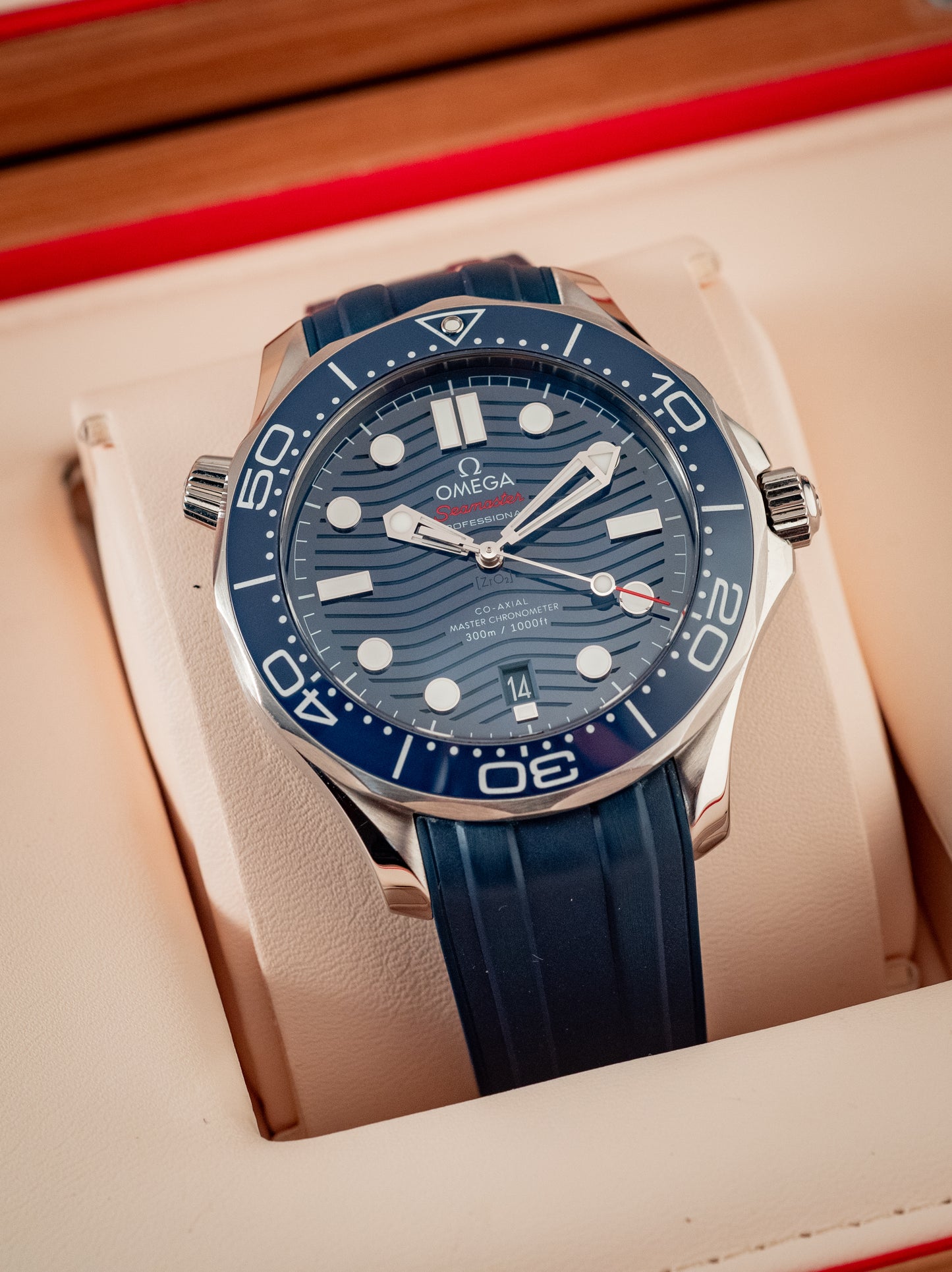Omega Seamaster Diver 300m Blue Waves 2021 Box And Papers Ref 210.32.42.20.03.001