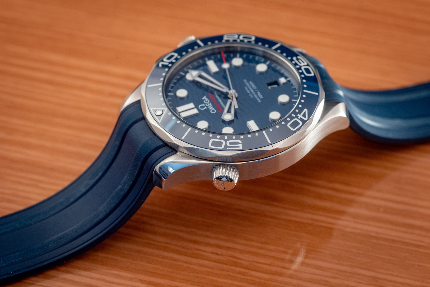 Omega Seamaster Diver 300M Co-Axial Master Chronometer Blue Dial Rubber Strap Watch 42mm Ref 210.32.42.20.03.001