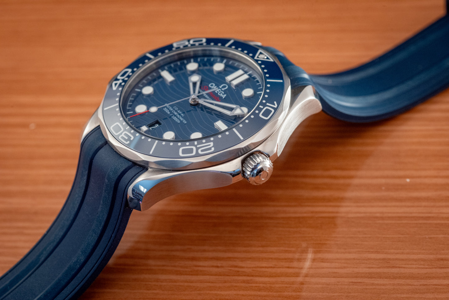 Omega Seamaster Diver 300M Co-Axial Master Chronometer Blue Dial Rubber Strap Watch 42mm Ref 210.32.42.20.03.001