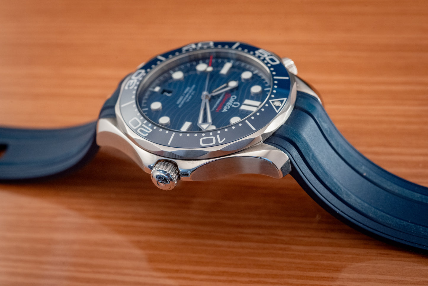 Omega Seamaster Diver 300M Co-Axial Master Chronometer Blue Dial Rubber Strap Watch 42mm Ref 210.32.42.20.03.001
