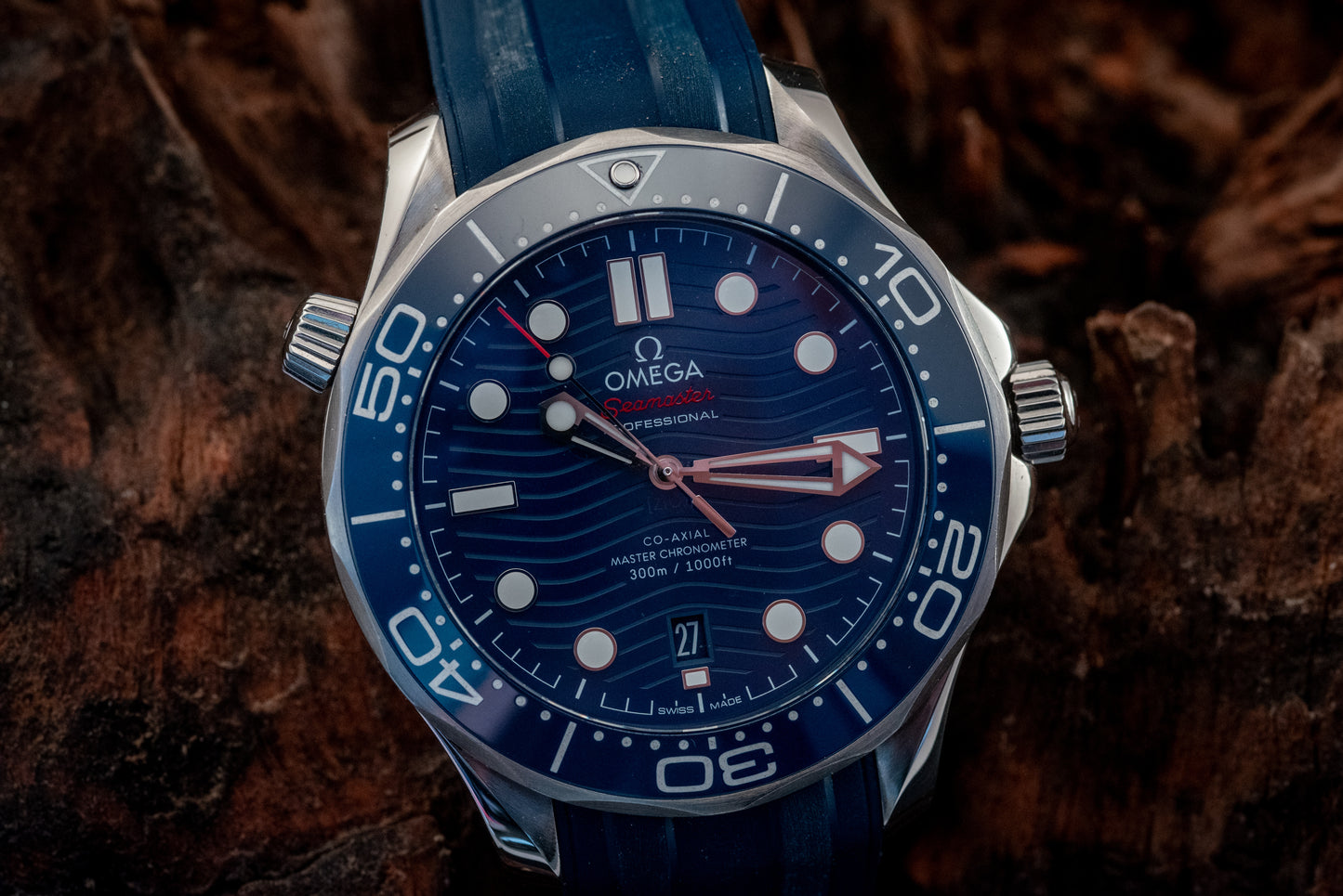 Omega Seamaster Diver 300M Co-Axial Master Chronometer Blue Dial Rubber Strap Watch 42mm Ref 210.32.42.20.03.001