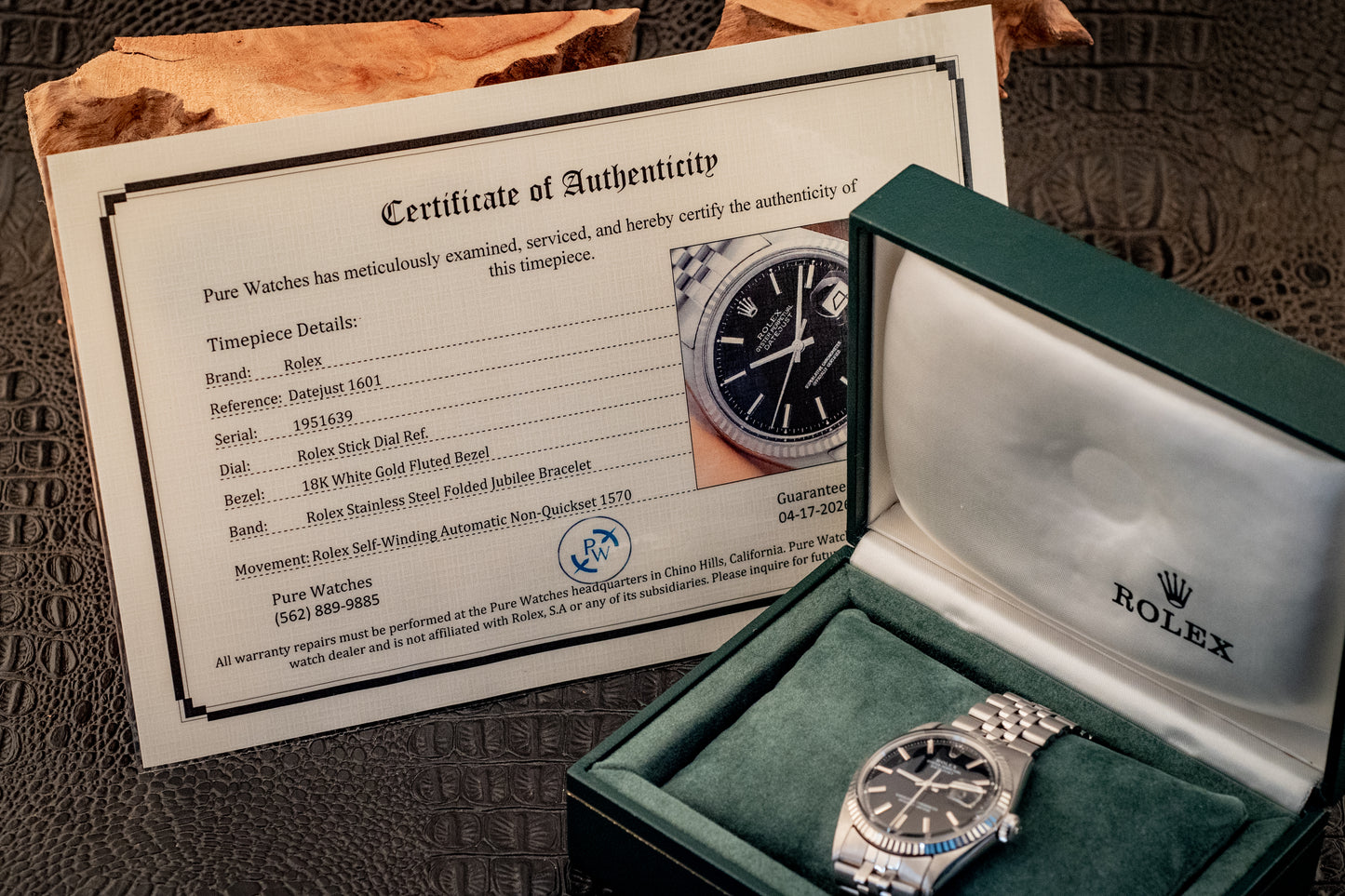 Rolex 36MM Datejust 18K White Gold Stainless Steel Black Dial Jubilee Ref 1601