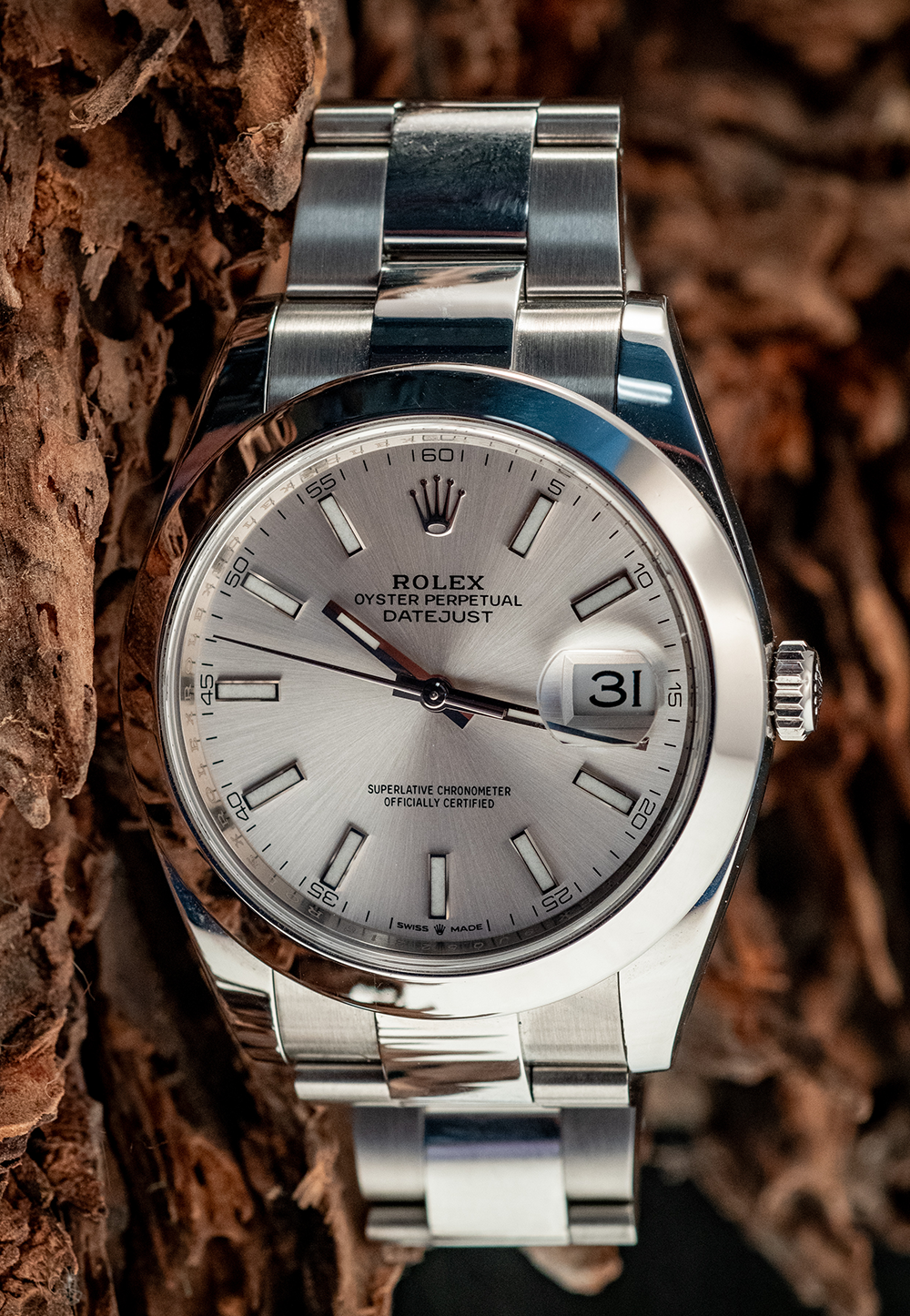 Rolex Datejust 41MM Oystersteel Ref 126300 Box And Papers 2019 Silver Oyster Bracelet Silver Bezel