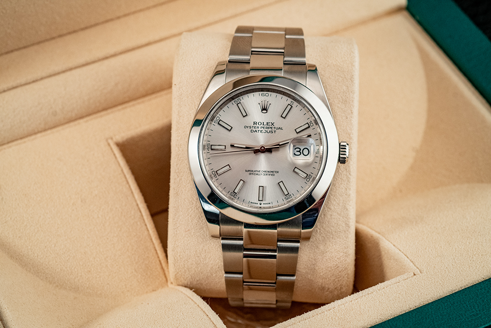 Rolex Datejust 41MM Oystersteel Ref 126300 Box And Papers 2019 Silver Oyster Bracelet Silver Bezel