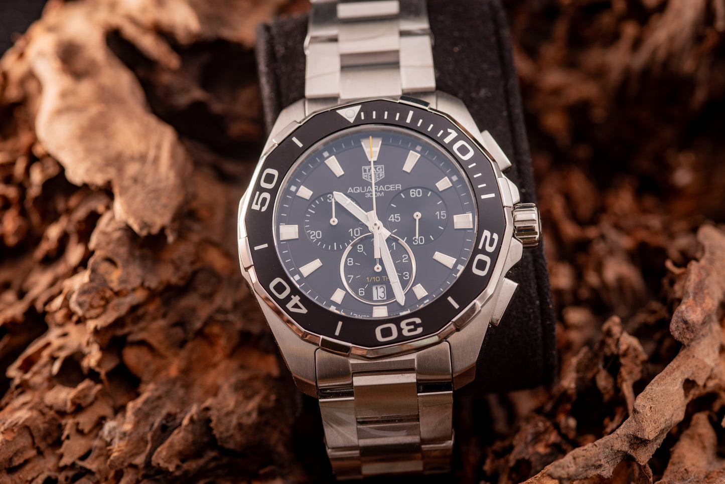 TAG Heuer Aquaracer 43mm Chrono Black Face/Bezel Box And Papers Ref CAY111A.BA0927