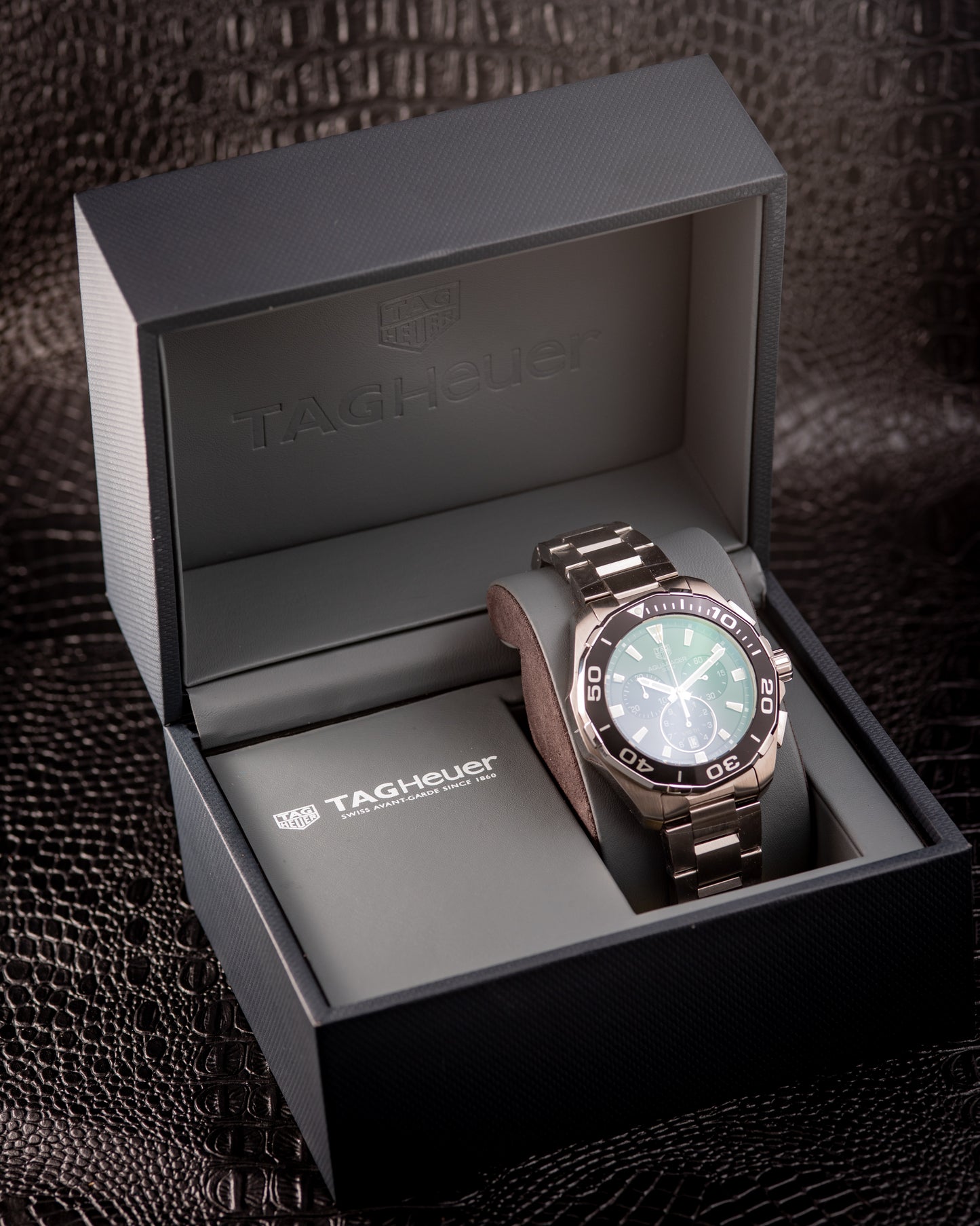TAG Heuer Aquaracer 43mm Chrono Black Face/Bezel Box And Papers Ref CAY111A.BA0927