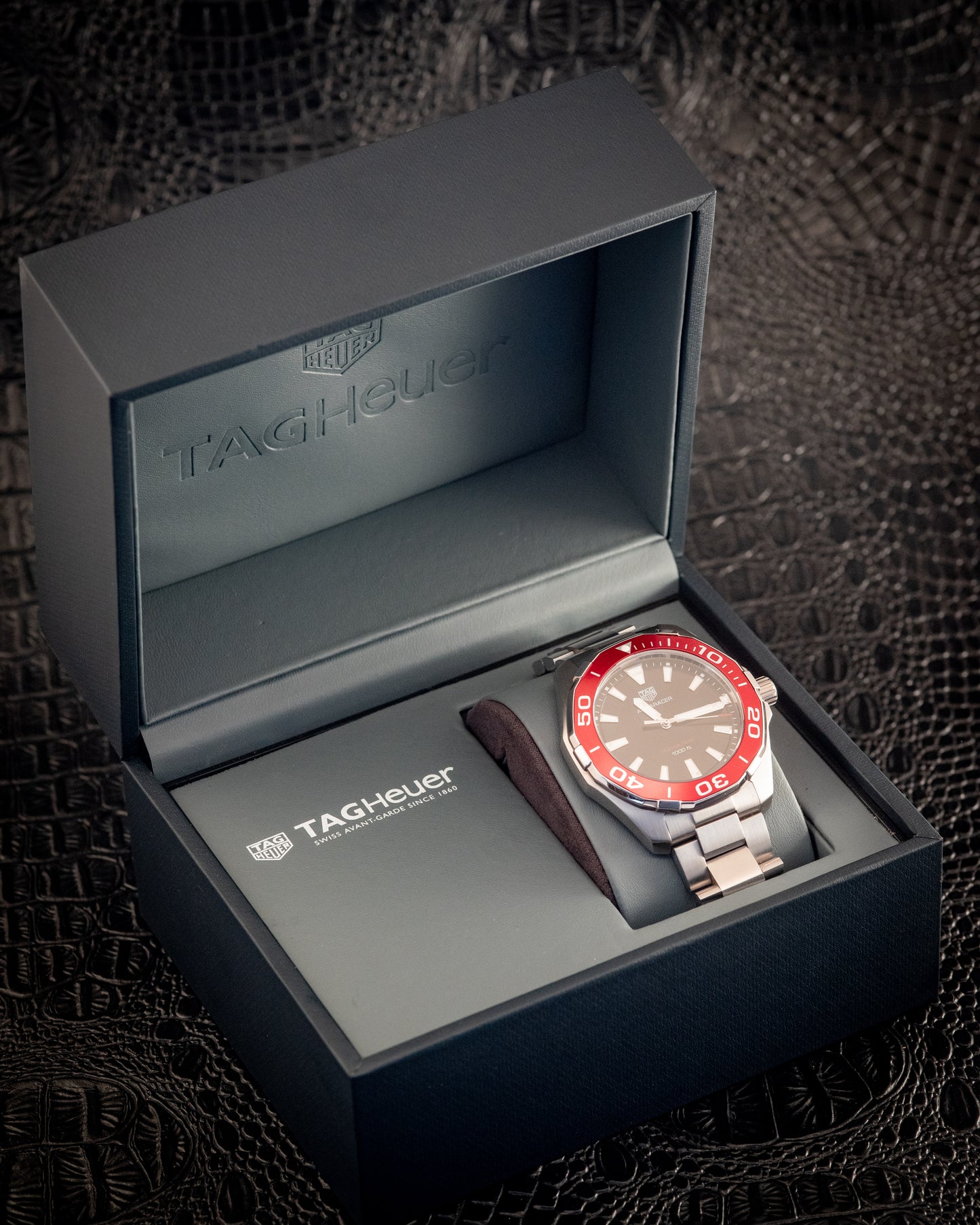 Tag Heuer Aquaracer Black Dial Red Bezel Ref WAY101B.BA0746 Box And Papers