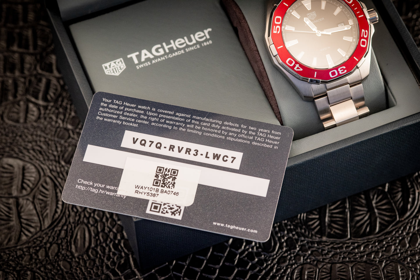 Tag Heuer Aquaracer Black Dial Red Bezel Ref WAY101B.BA0746 Box And Papers
