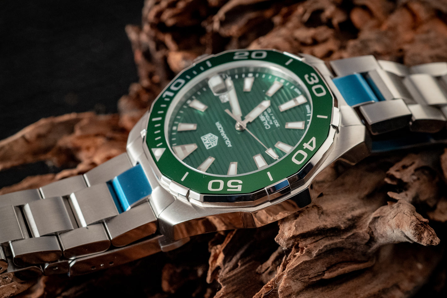 TAG Heuer Aquaracer 300M Green Stripes Box And Papers Ref WAY201S.BA0927