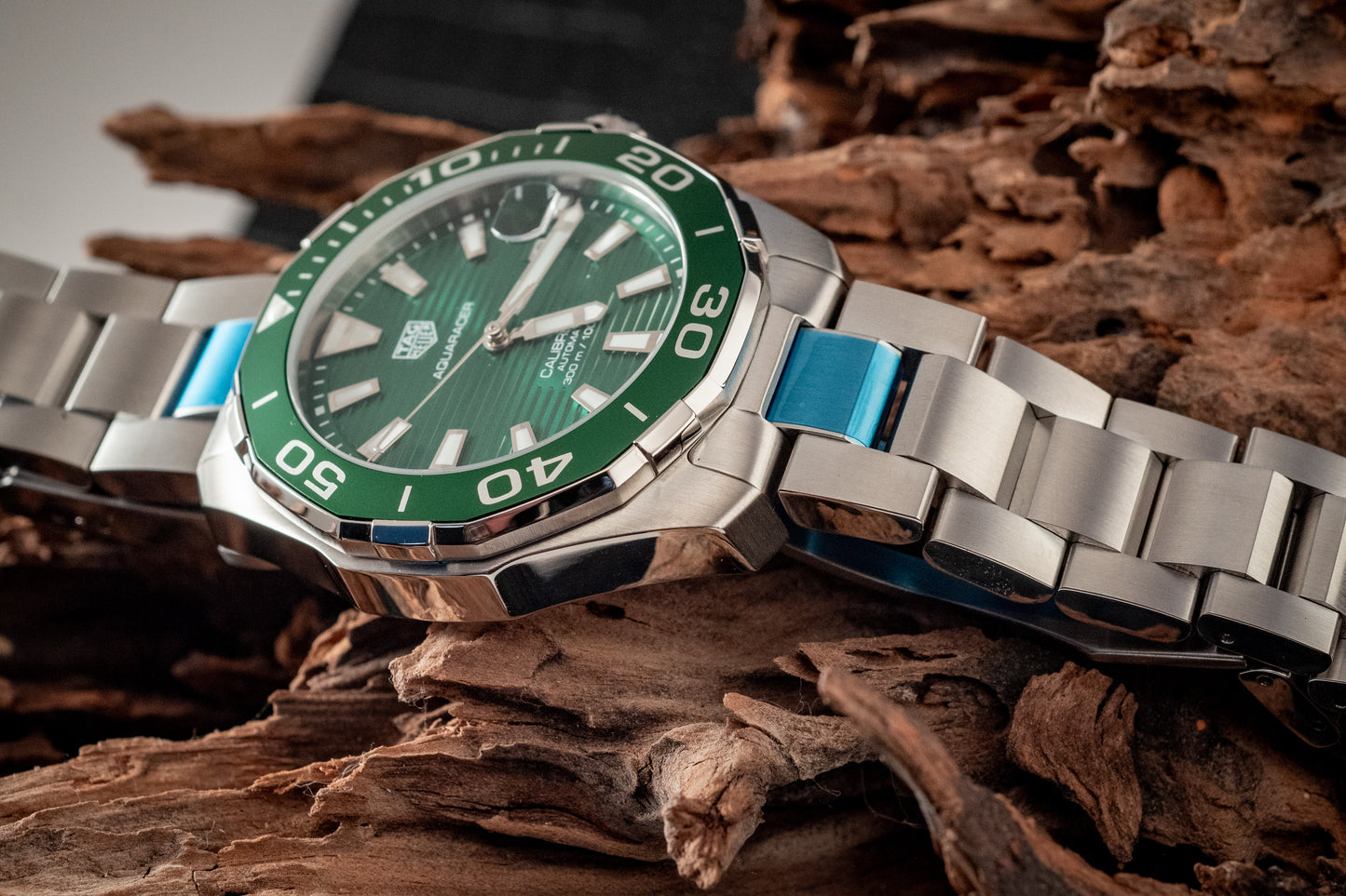 TAG Heuer Aquaracer 300M Green Stripes Box And Papers Ref WAY201S.BA0927