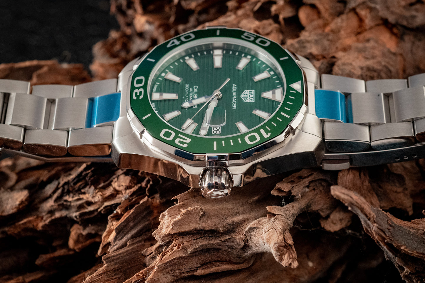 TAG Heuer Aquaracer 300M Green Stripes Box And Papers Ref WAY201S.BA0927
