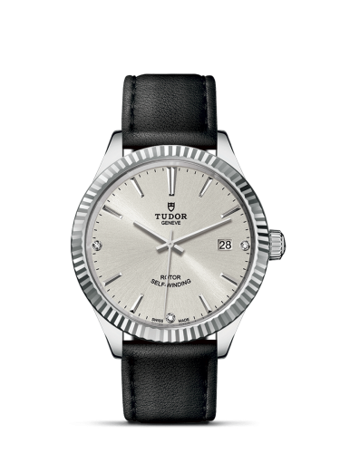 Tudor Style 38 Stainless Steel / Fluted / Silver-Diamond / Strap : Ref Number 12510-0024
