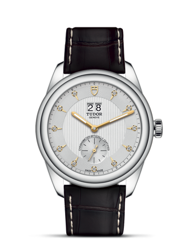 Tudor Glamour Double Date Stainless Steel / Silver-Diamond / Strap : Ref Number 57100-0020