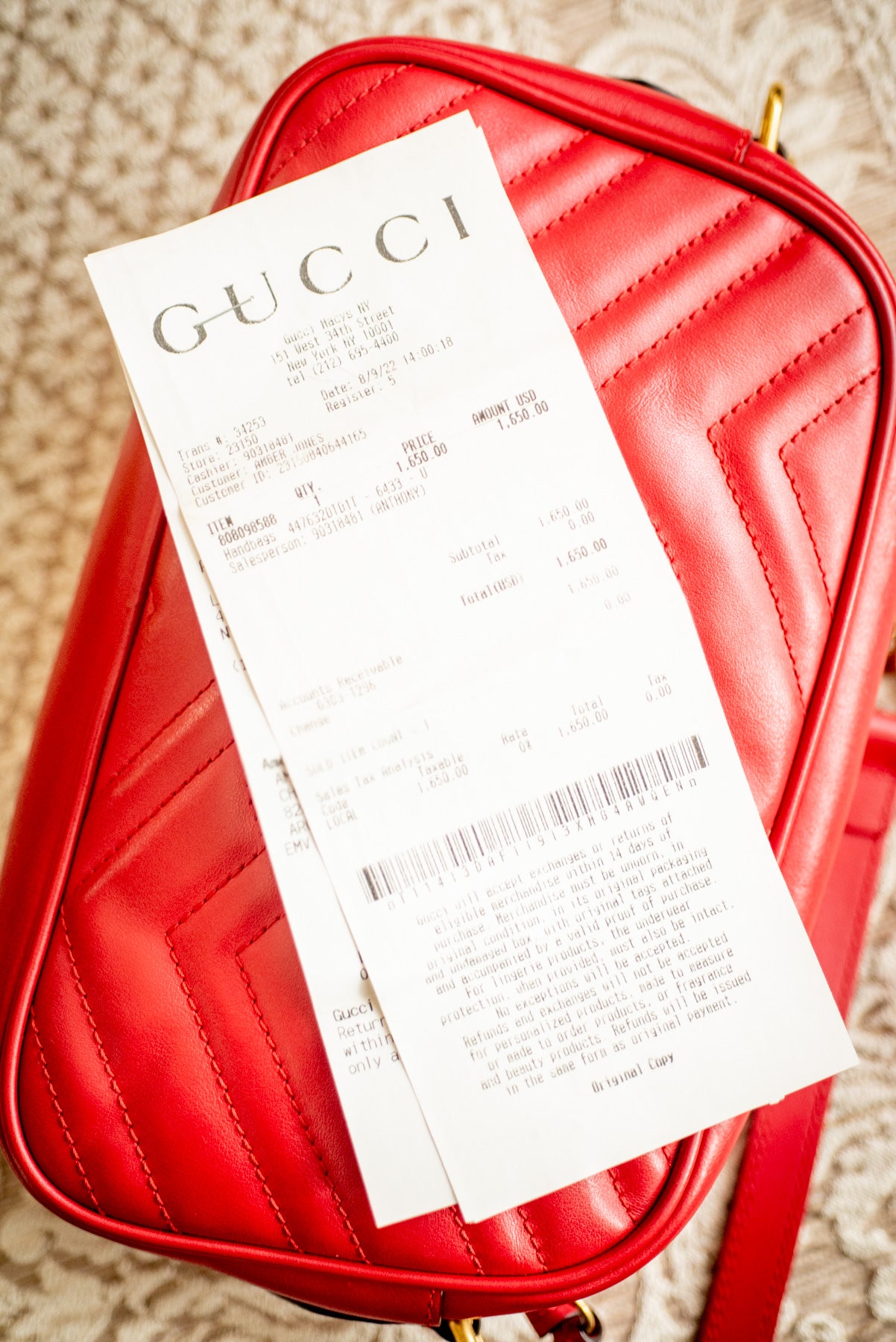 Gucci 2022 Marmont Small Camera Bag Red Leather Gold Hardware Box, Bag, Stuffing, Ribbon, Purchase Receipt