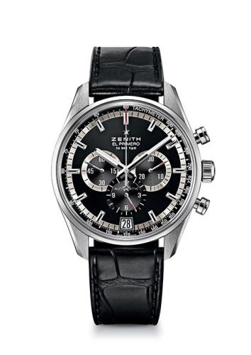 Zenith El Primero 36.000 VPH Stainless Steel / Black / Alligator : Ref Number 03.2040.400/21.C496