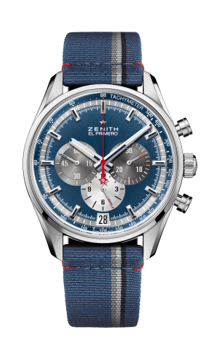 Zenith El Primero Chronomaster 42 Stainless Steel / Blue / Fabric : Ref Number 03.2040.400/53.C802