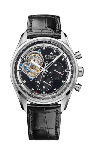 Zenith El Primero Chronomaster Open Stainless Steel / Black / Alligator : Ref Number 03.2040.4061/21.C496