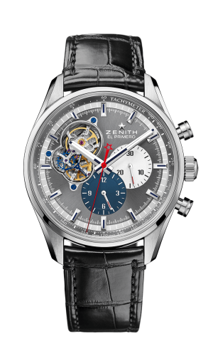 Zenith El Primero Chronomaster Open Stainless Steel / Grey 1969 / Alligator : Ref Number 03.2040.4061/23.C496