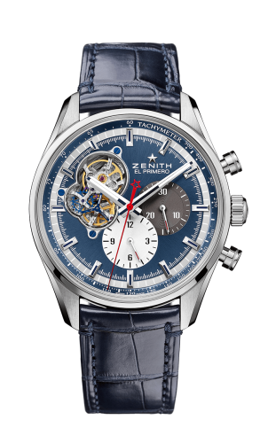 Zenith El Primero Chronomaster Open Stainless Steel / Blue 1969 / Alligator : Ref Number 03.2040.4061/52.C700