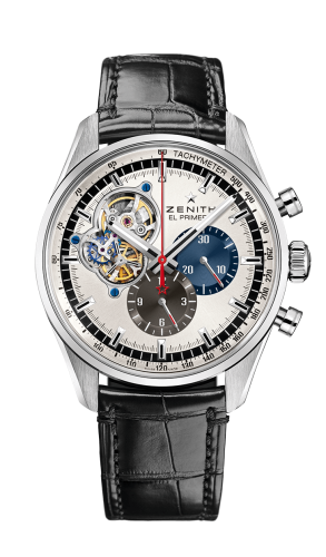 Zenith El Primero Chronomaster Open Stainless Steel / Silver 1969 / Alligator : Ref Number 03.2040.4061/69.C496