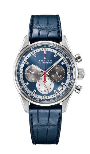 Zenith El Primero Chronomaster 38 Stainless Steel / Blue / Alligator : Ref Number 03.2150.400/53.C700