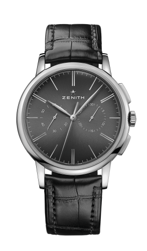 Zenith Elite Chronograph Classic Stainless Steel / Black / Alligator : Ref Number 03.2270.4069/26.C493