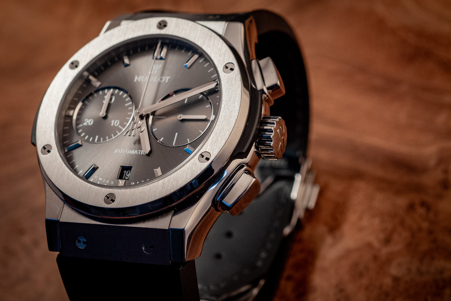 Hublot Classic Fusion Chronograph 45MM Titanium Racing Grey 2024 E Warranty Papers Reference 521.NX.7071.LR