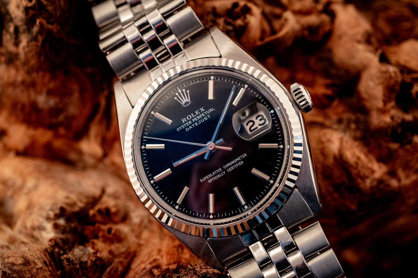 Rolex 36MM Datejust 18K White Gold Stainless Steel Black Dial Jubilee Ref 1601