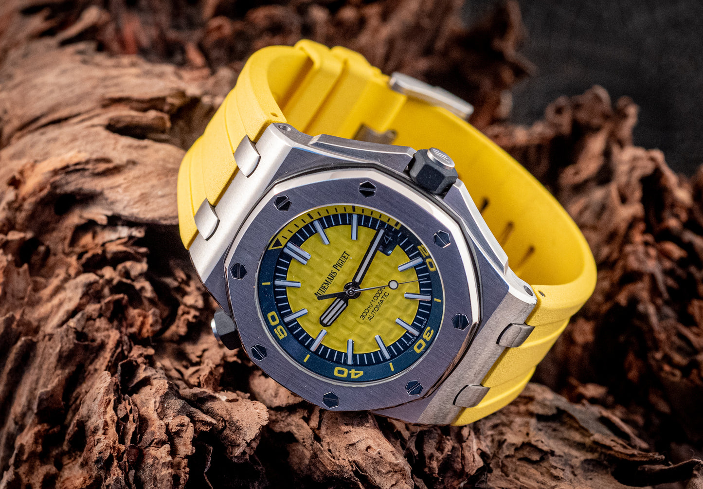 Audemars Piguet Royal Oak Offshore Funky Colors Yellow On Yellow Strap Box And Papers 15710ST.OO.A051CA.01