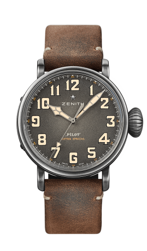Zenith Pilot Type 20 Ton Up Aged Steel / Slate / Strap : Ref Number 11.2430.679/21.C801