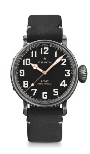 Zenith Pilot Type 20 Ton Up Aged Steel / Black / Strap : Ref Number 11.2432.679/21.C900
