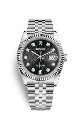 Rolex Datejust 36 Stainless Steel Fluted / Jubilee / Black Computer : Ref Number 116234-0079