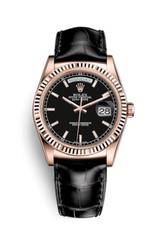 Rolex Day-Date 36 Everose / Strap / Black : Ref Number 118135-0063