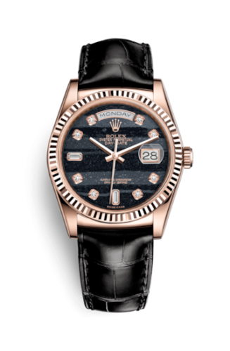 Rolex Day-Date 36 Everose Fluted / Strap / Ferrite : Ref Number 118135-0082