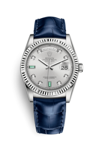 Rolex Day-Date 36 White Gold / Strap / Silver Diamond Emerald : Ref Number 118139-0053