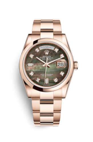 Rolex Day-Date 36 Everose Domed / Oyster / Black MOP : Ref Number 118205f-0057