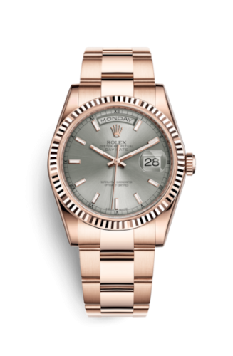 Rolex Day-Date 36 Everose Fluted / Oyster / Grey : Ref Number 118235f-0134