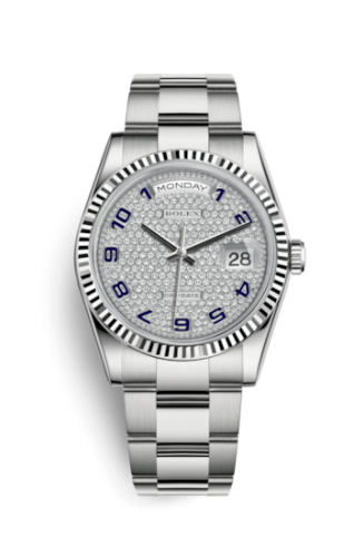 Rolex Day-Date 36 White Gold Fluted / Oyster / Paved : Ref Number 118239-0311