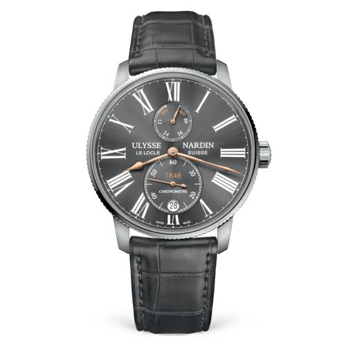 Ulysse Nardin Marine Torpilleur Stainless Steel / Grey / Alligator : Ref Number 1183-310/42-BQ